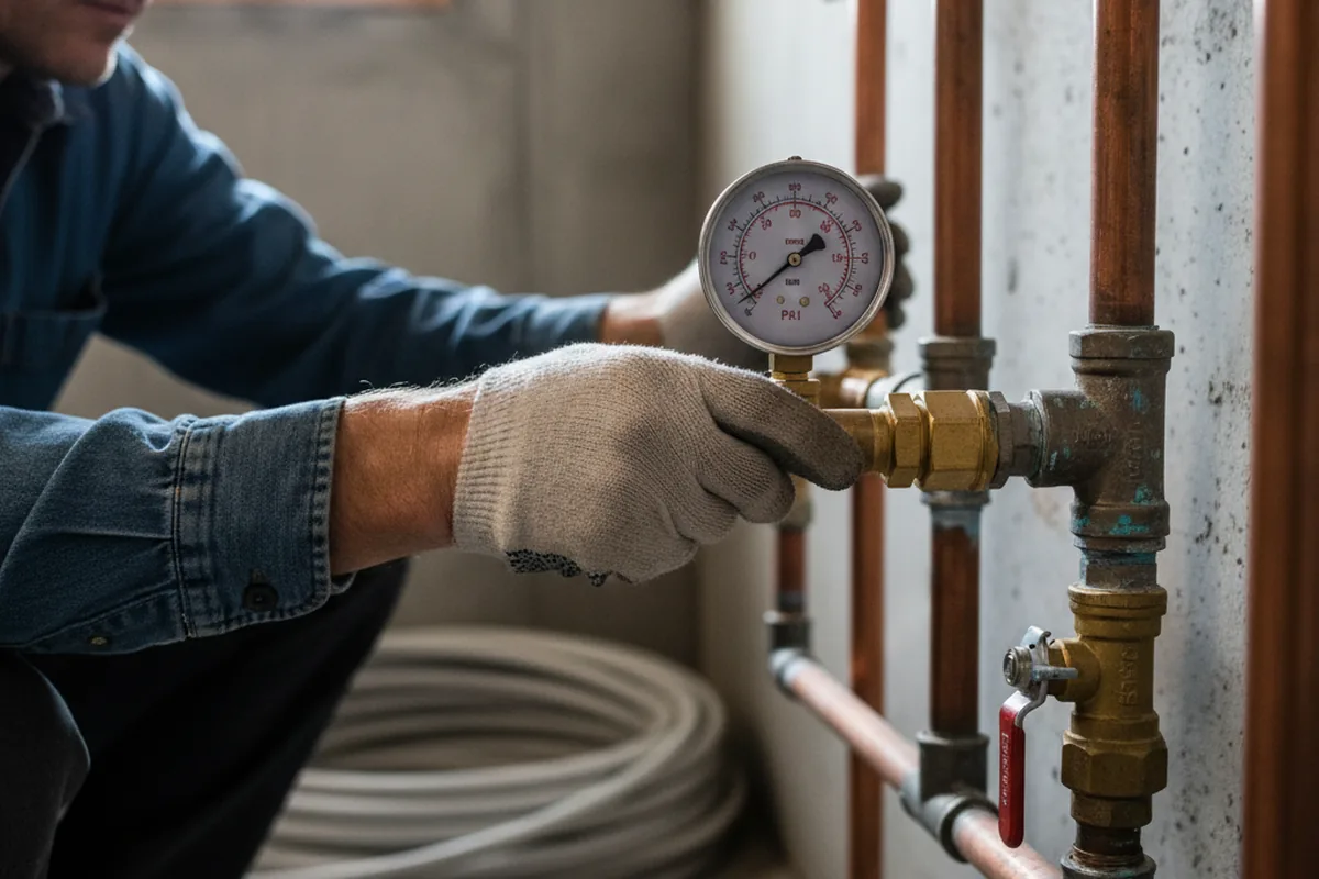 Pressure testing a repaired line during Water Line Repair in Flinton